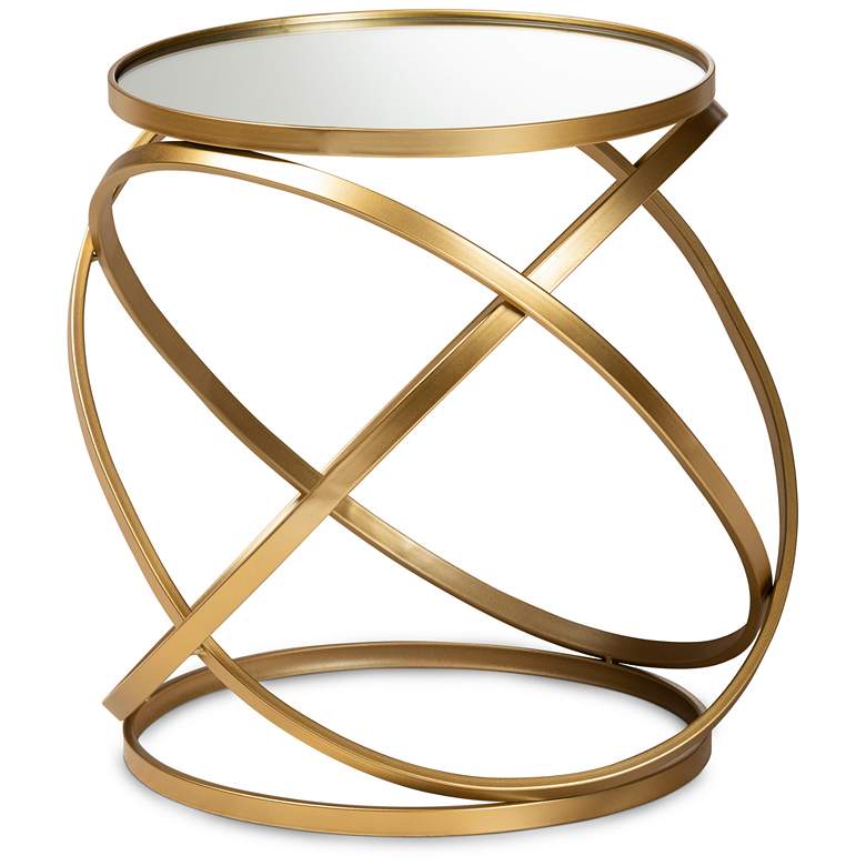 Image 4 Baxton Studio Desma 17" Wide Brushed Gold Mirrored End Table more views