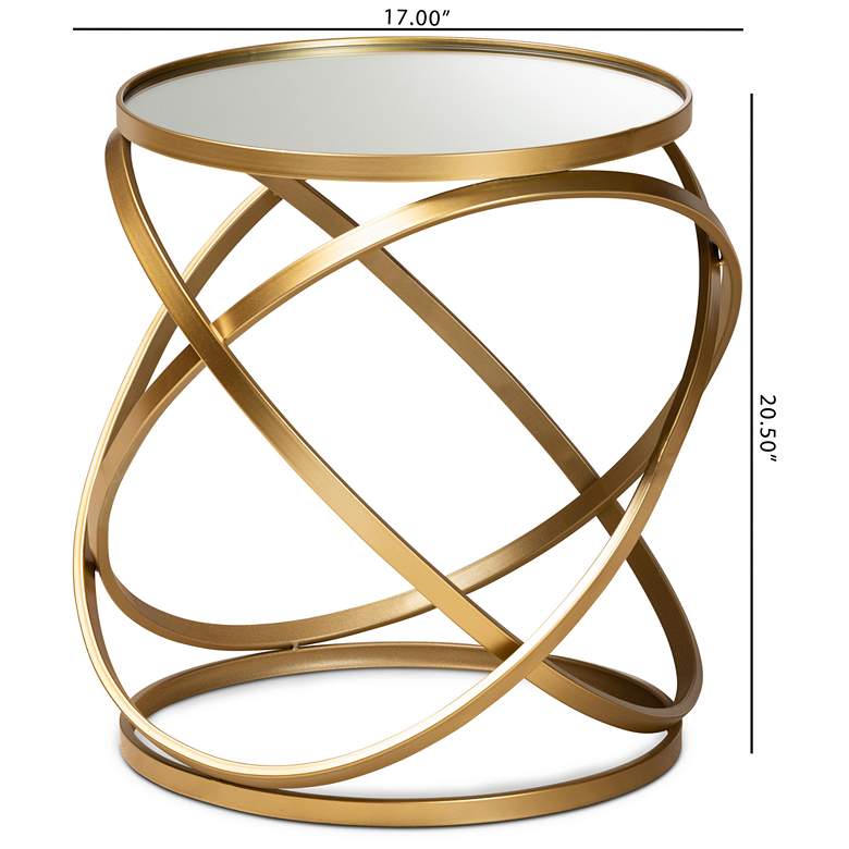 Image 6 Baxton Studio Desma 17" Wide Brushed Gold Mirrored End Table more views