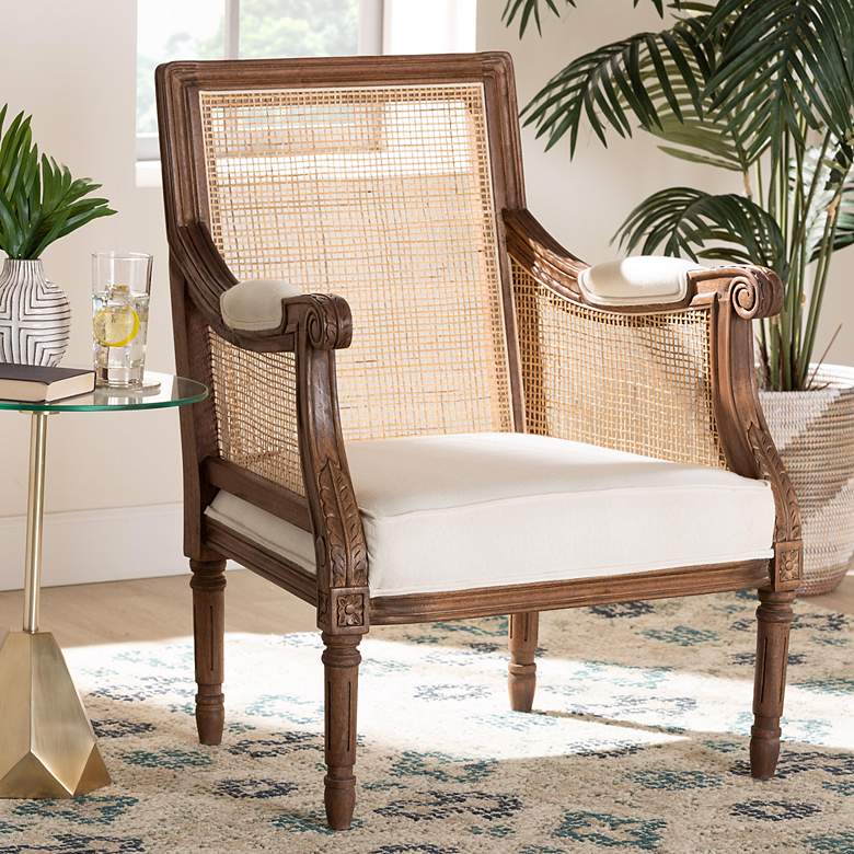 Image 1 Baxton Studio Desmond Walnut Brown Wood Accent Chair
