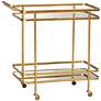 Baxton Studio Destin Brush Gold 2-Tier Mobile Wine Bar Cart