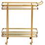 Thumbnail4 of Baxton Studio Destin Brush Gold 2-Tier Mobile Wine Bar Cart more views