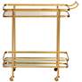 Baxton Studio Destin Brush Gold 2-Tier Mobile Wine Bar Cart