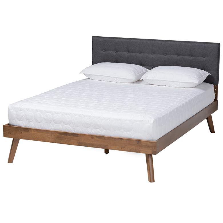 Image 2 Baxton Studio Devan DK Grey Fabric Upholstered Wood Queen Size Platform Bed