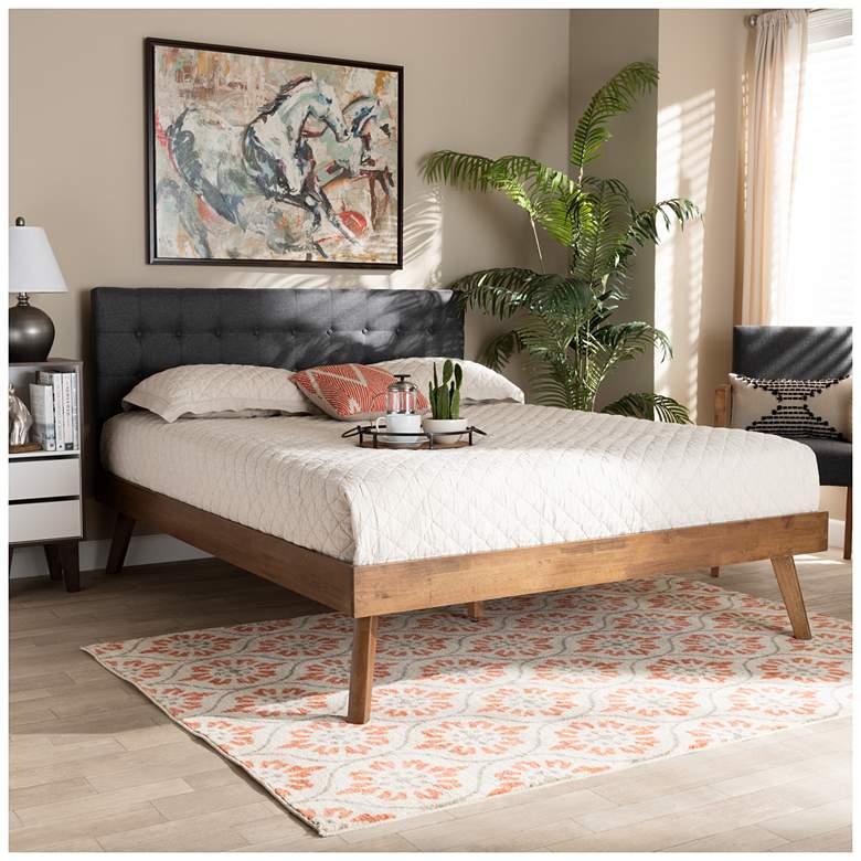 Image 1 Baxton Studio Devan DK Grey Fabric Upholstered Wood Queen Size Platform Bed