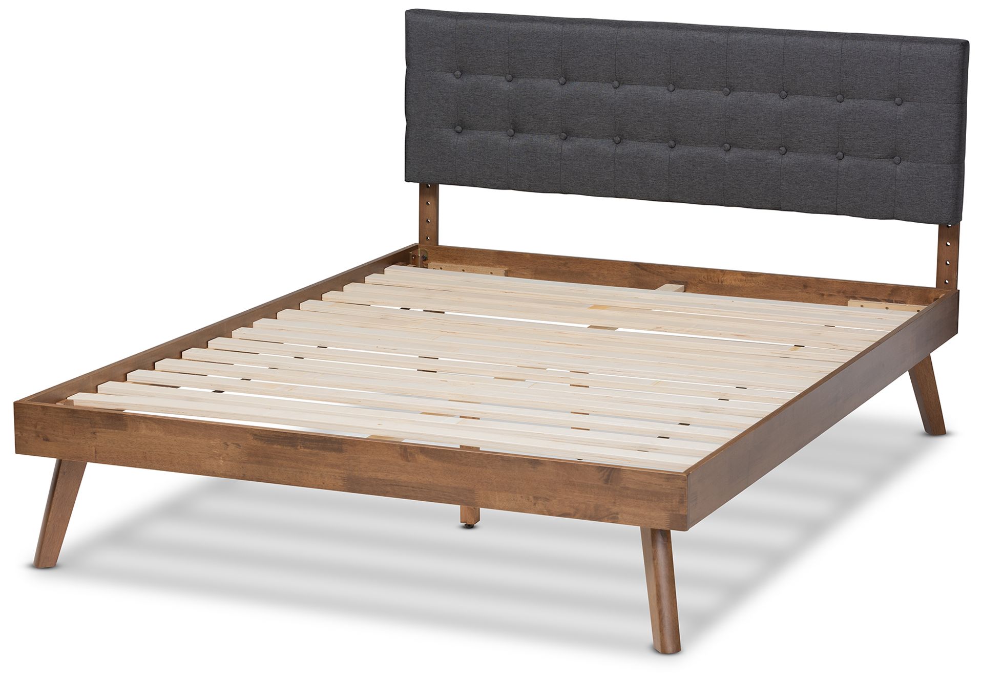 Image 4 Baxton Studio Devan DK Grey Fabric Upholstered Wood Queen Size Platform Bed more views