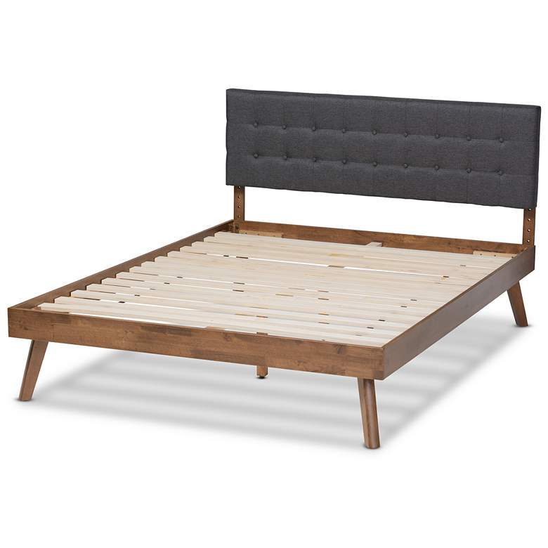 Image 4 Baxton Studio Devan DK Grey Fabric Upholstered Wood Queen Size Platform Bed more views