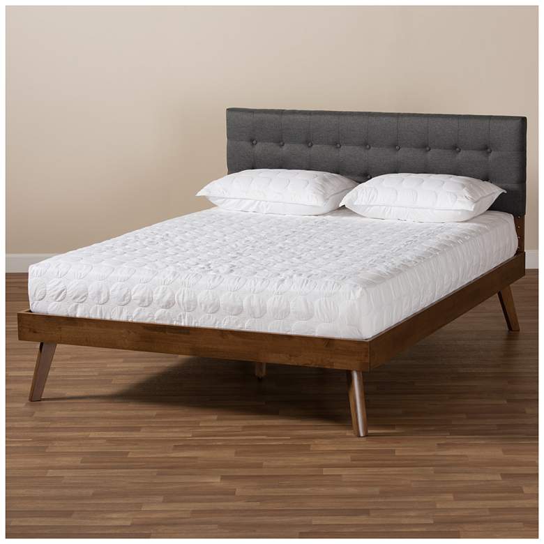 Image 7 Baxton Studio Devan DK Grey Fabric Upholstered Wood Queen Size Platform Bed more views