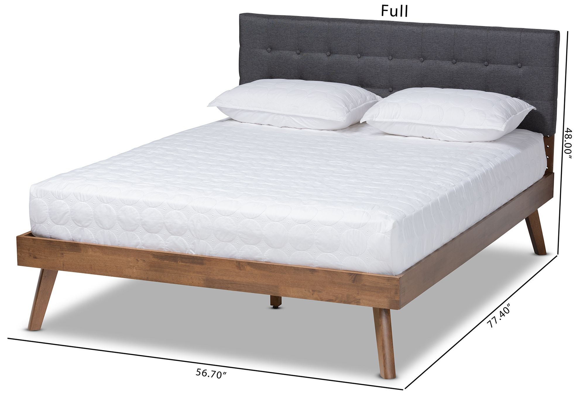 Baxton Studio Devan DK Grey Fabric Upholstered Wood Queen Size Platform Bed