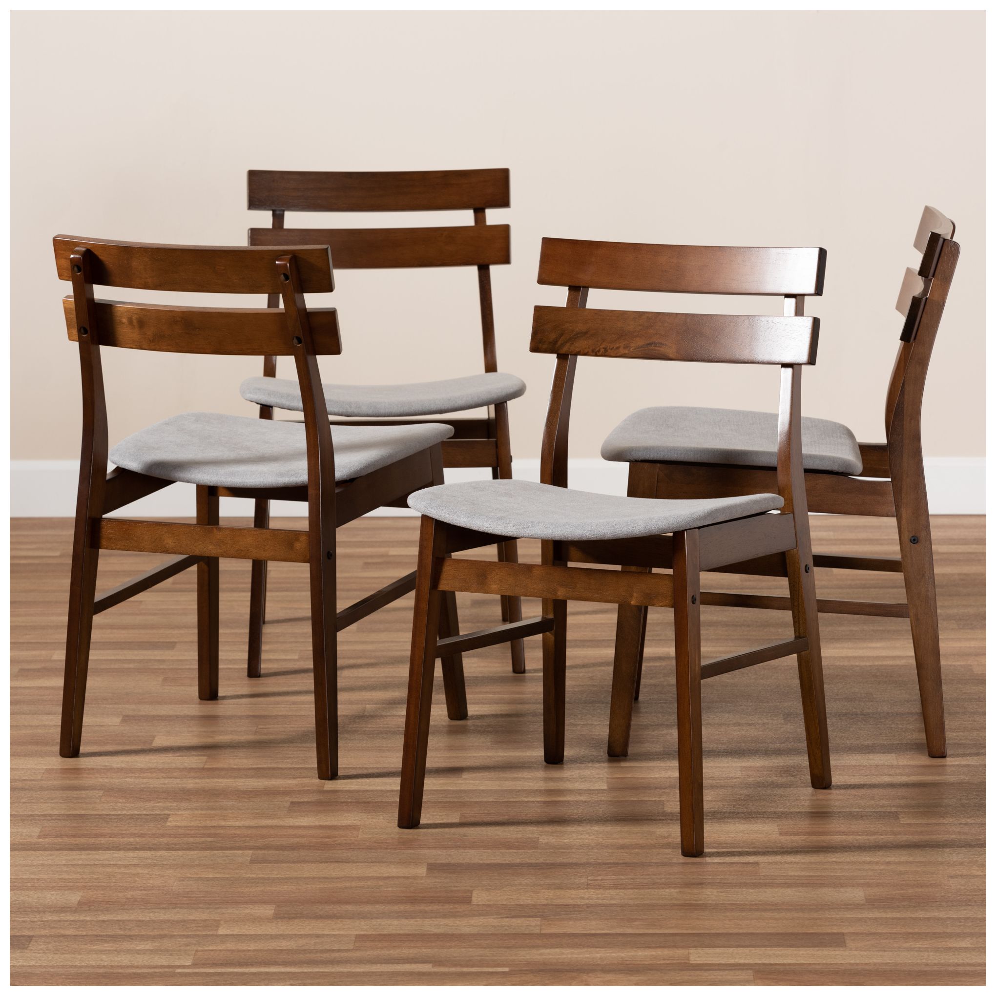 Image 6 Baxton Studio Devlin Light Grey Fabric Upholstered 4-Piece Dining Chair Set more views