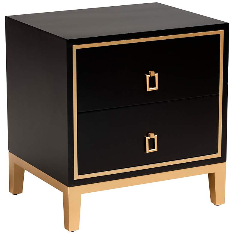 Image 2 Baxton Studio Donald 19 3/4 inch Wide Black 2-Drawer End Table