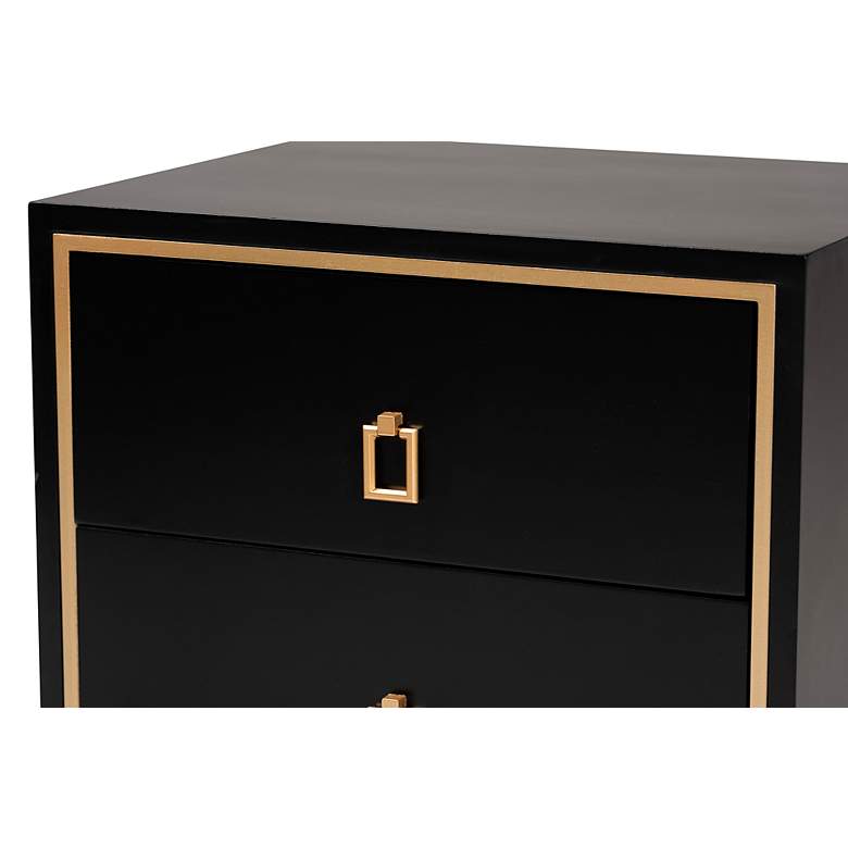 Image 3 Baxton Studio Donald 19 3/4 inch Wide Black 2-Drawer End Table more views