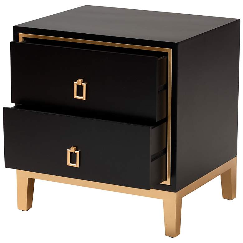 Image 6 Baxton Studio Donald 19 3/4 inch Wide Black 2-Drawer End Table more views