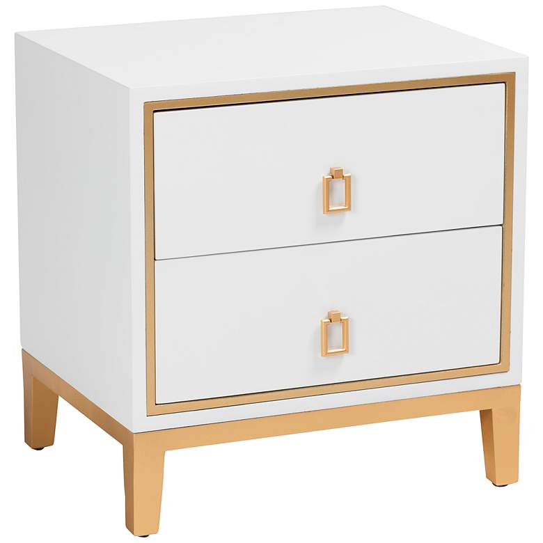 Image 2 Baxton Studio Donald 19 3/4 inch Wide White 2-Drawer End Table