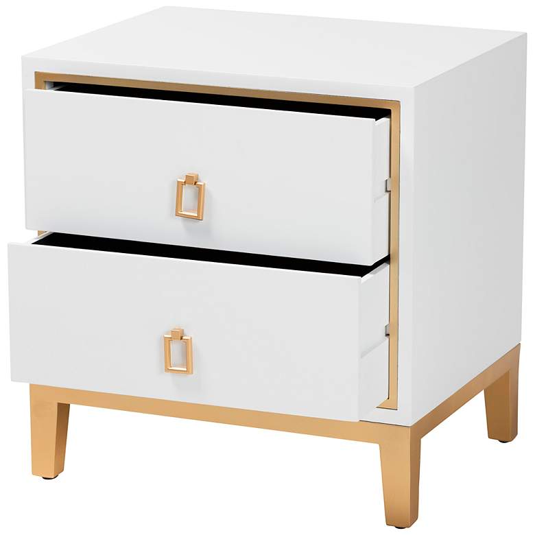 Image 6 Baxton Studio Donald 19 3/4 inch Wide White 2-Drawer End Table more views