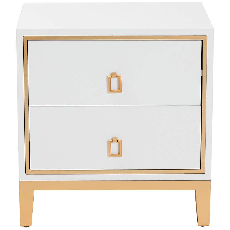 Image 7 Baxton Studio Donald 19 3/4 inch Wide White 2-Drawer End Table more views