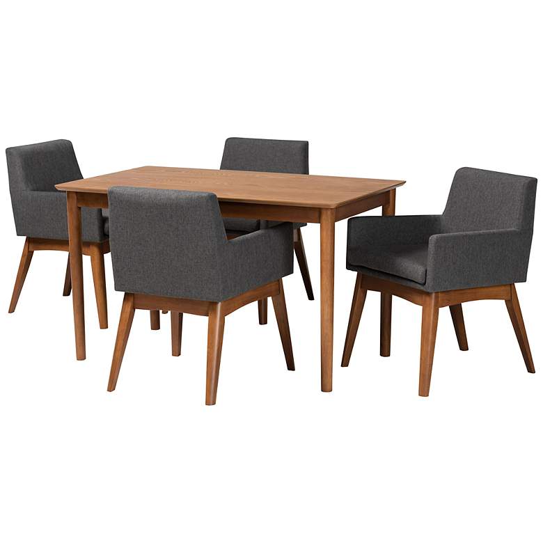 Image 2 Baxton Studio Dorina Dark Gray Fabric 5-Piece Dining Set