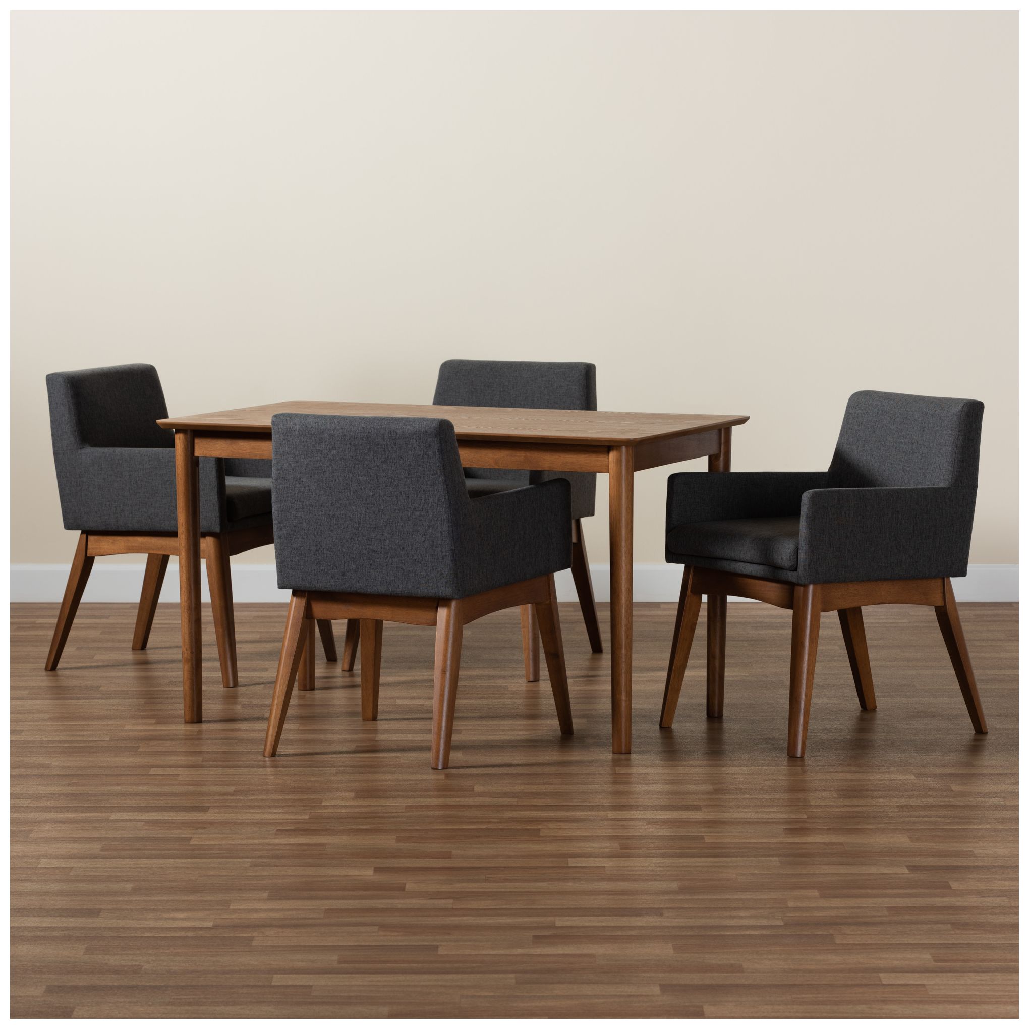 Baxton Studio Dorina Dark Gray Fabric 5-Piece Dining Set in scene