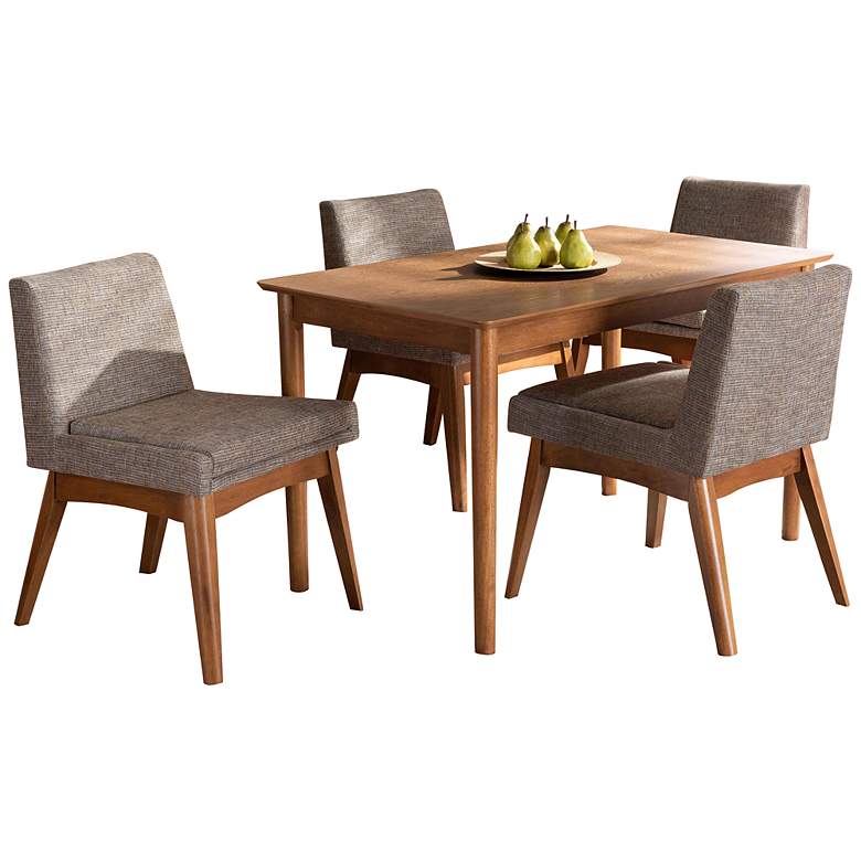 Image 1 Baxton Studio Dorina Gray Gravel Fabric 5-Piece Dining Set