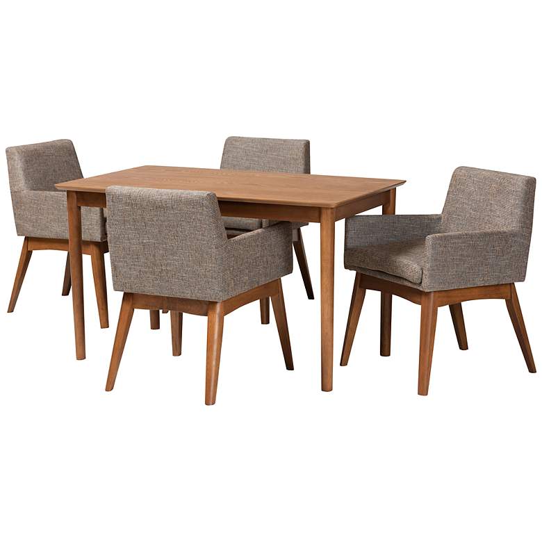 Image 3 Baxton Studio Dorina Gray Gravel Fabric 5-Piece Dining Set more views