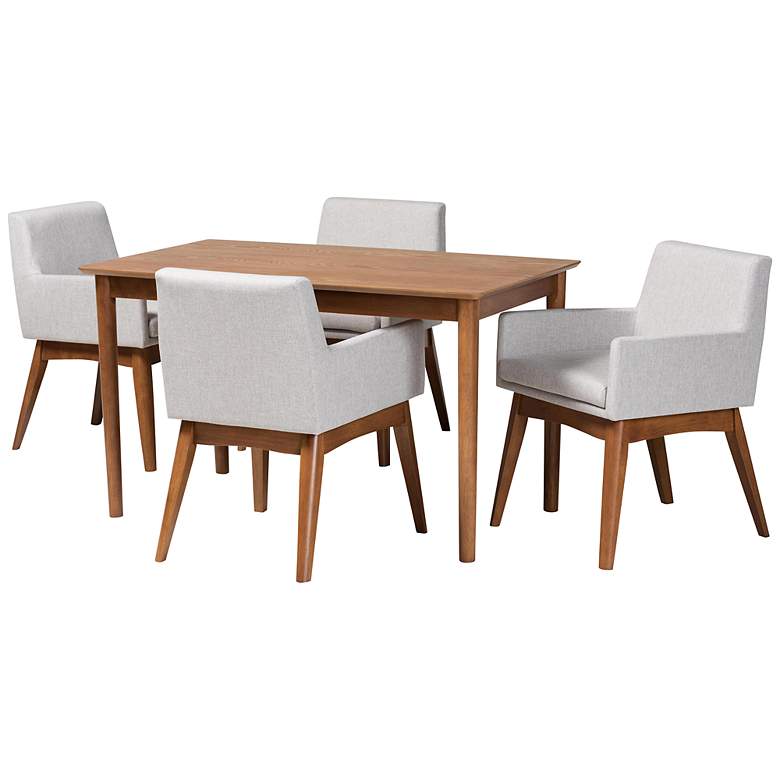 Image 2 Baxton Studio Dorina Grayish Beige Fabric 5-Piece Dining Set