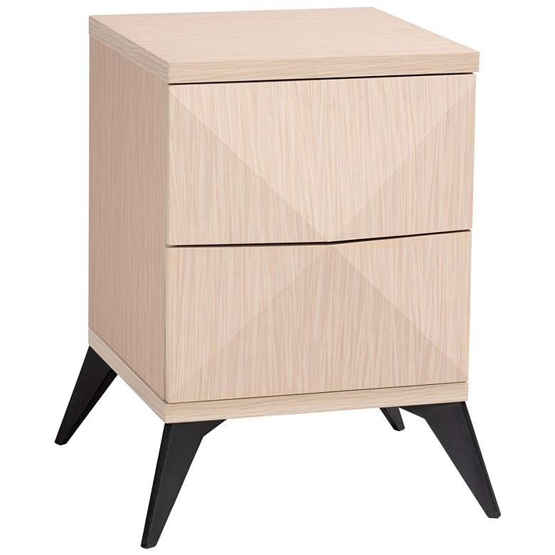 Image 1 Baxton Studio Draper Light Brown and Black Wood 2-Drawer Nightstand