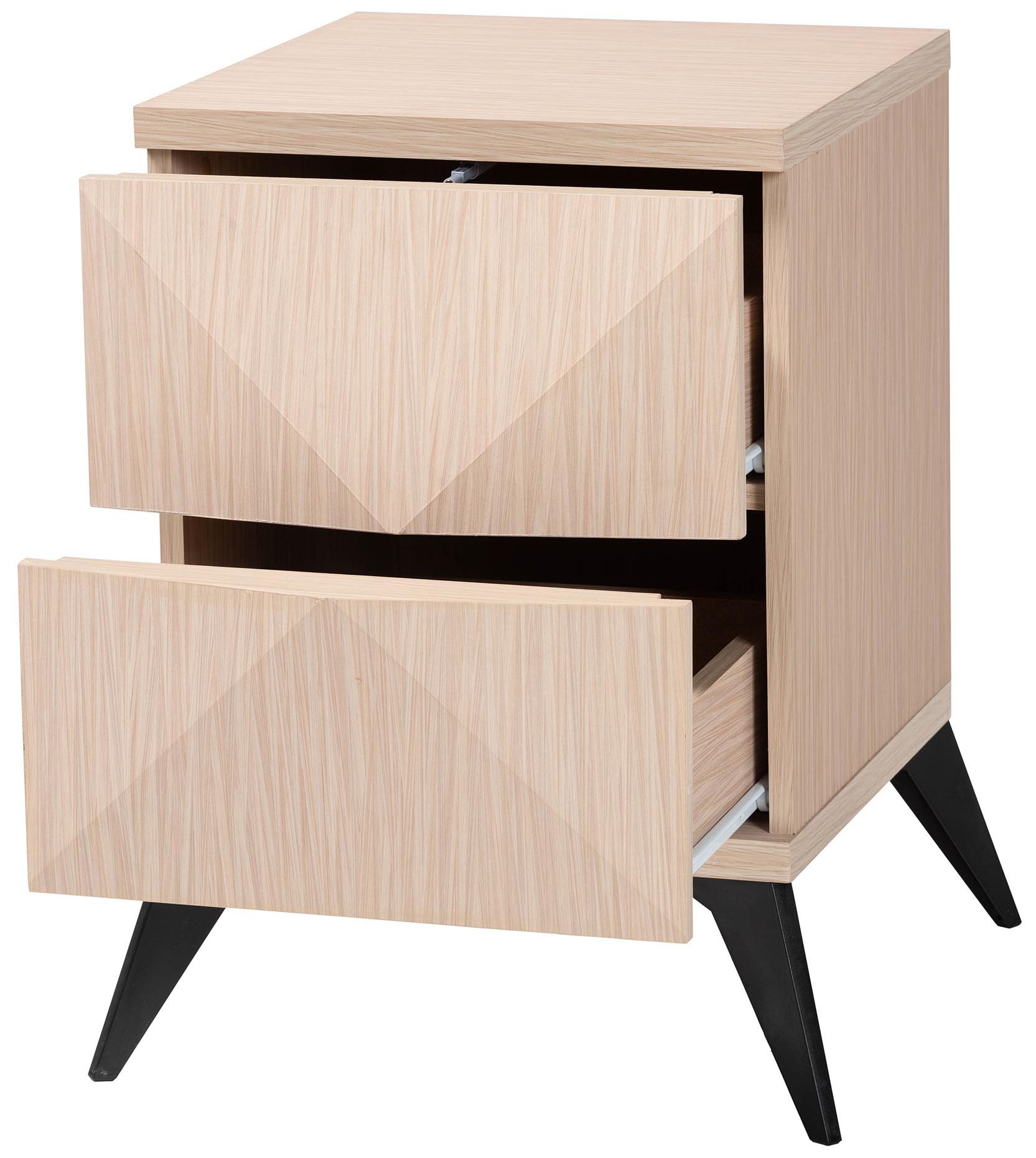 Image 3 Baxton Studio Draper Light Brown and Black Wood 2-Drawer Nightstand more views
