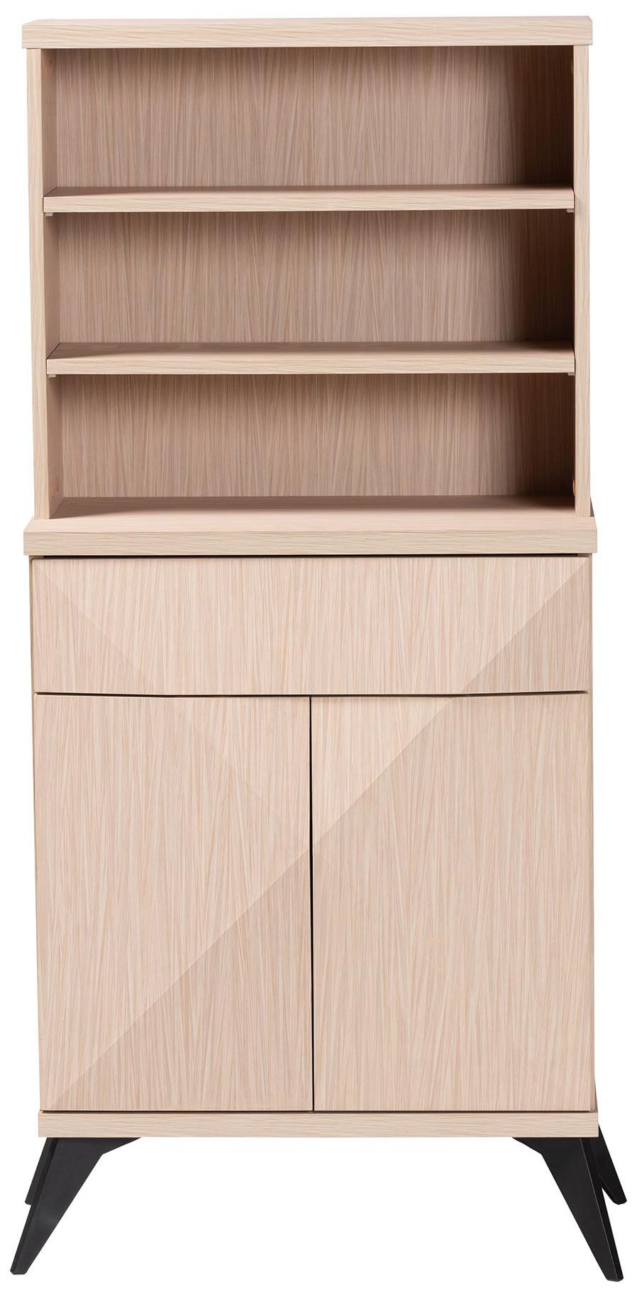 Thumbnail4 of Baxton Studio Draper Two Tone Light Brown and Black Wood Kitchen Cabinet more views