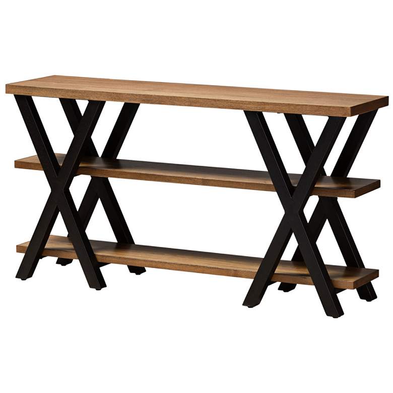 Image 1 Baxton Studio Duchaine 47 1/4" W Wood and Bronze Metal Console Table