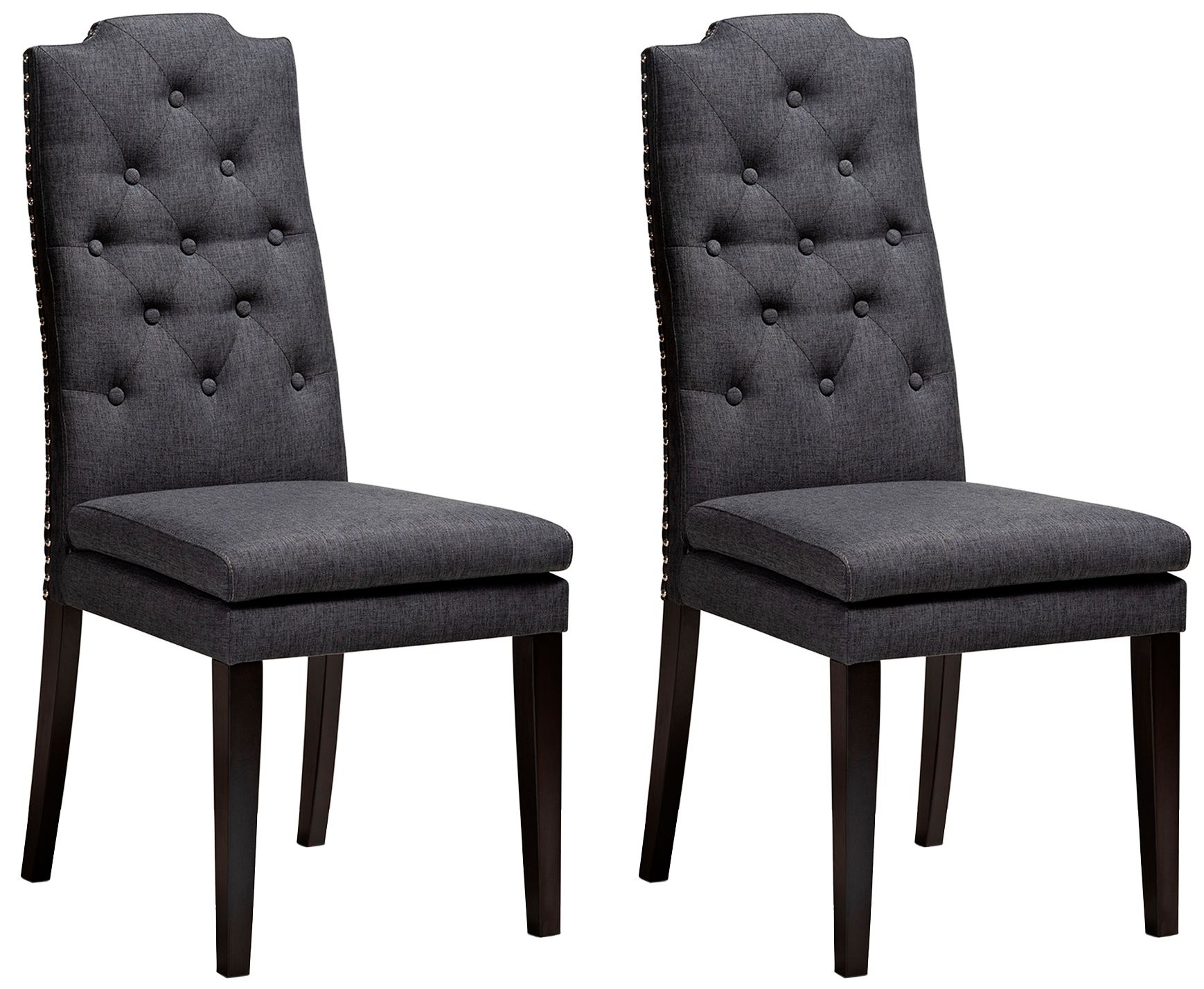 Image 2 Baxton Studio Dylin Charcoal Fabric Upholstered Wood Dining Chair Set