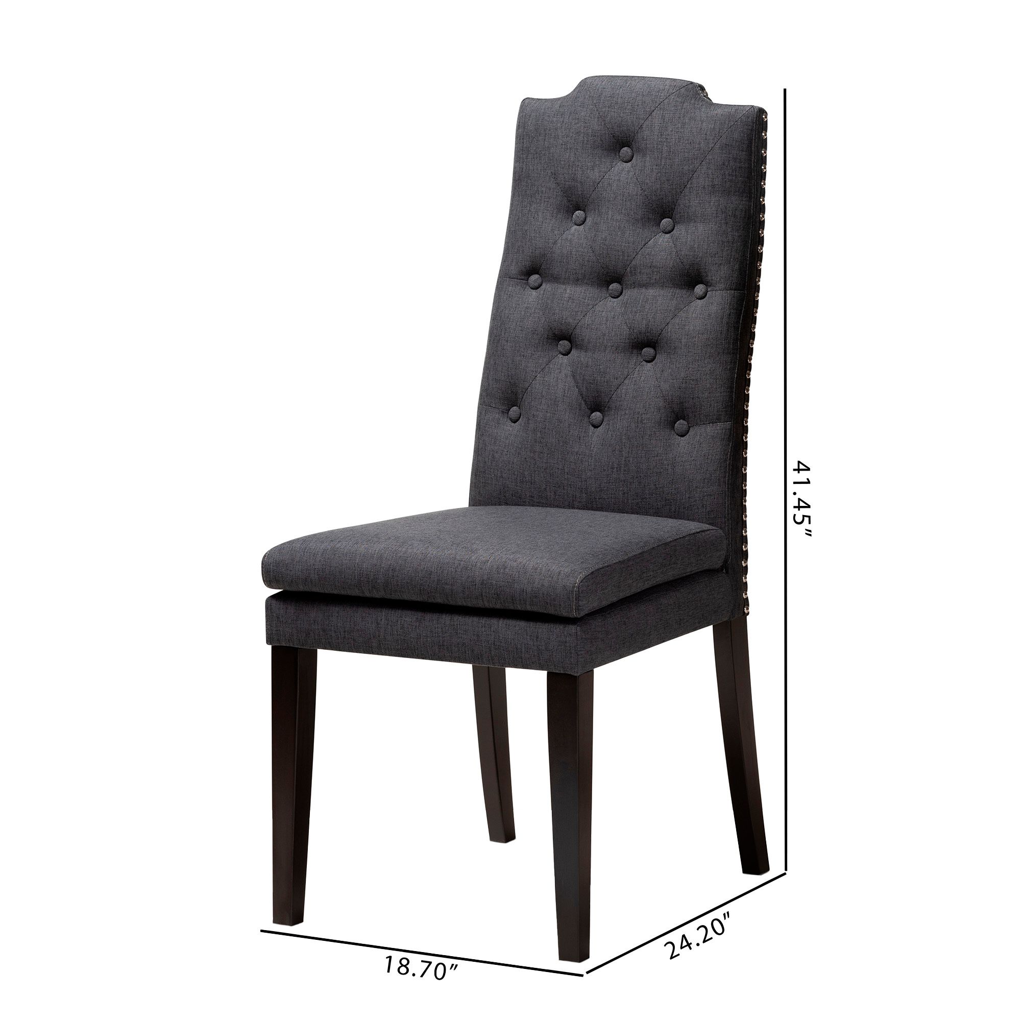 Image 3 Baxton Studio Dylin Charcoal Fabric Upholstered Wood Dining Chair Set more views