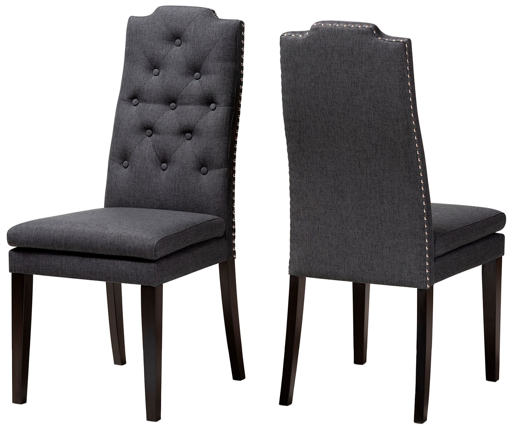 Image 4 Baxton Studio Dylin Charcoal Fabric Upholstered Wood Dining Chair Set more views