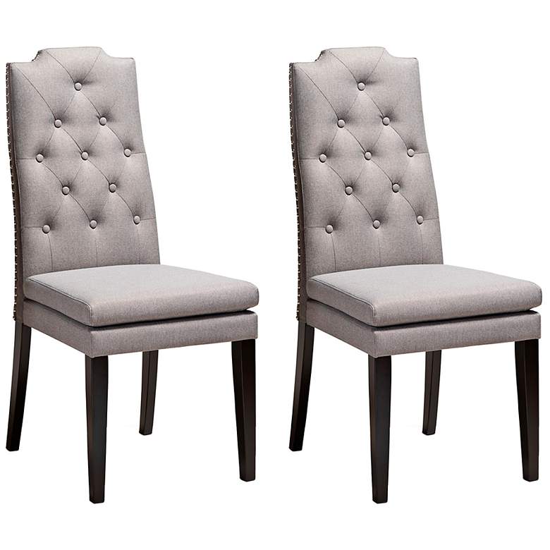 Image 2 Baxton Studio Dylin Gray Fabric Upholstered Wood Dining Chair Set