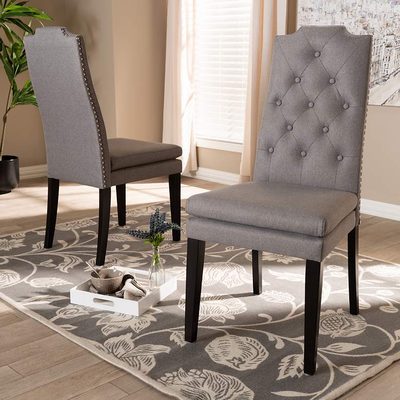 Image 1 Baxton Studio Dylin Gray Fabric Upholstered Wood Dining Chair Set