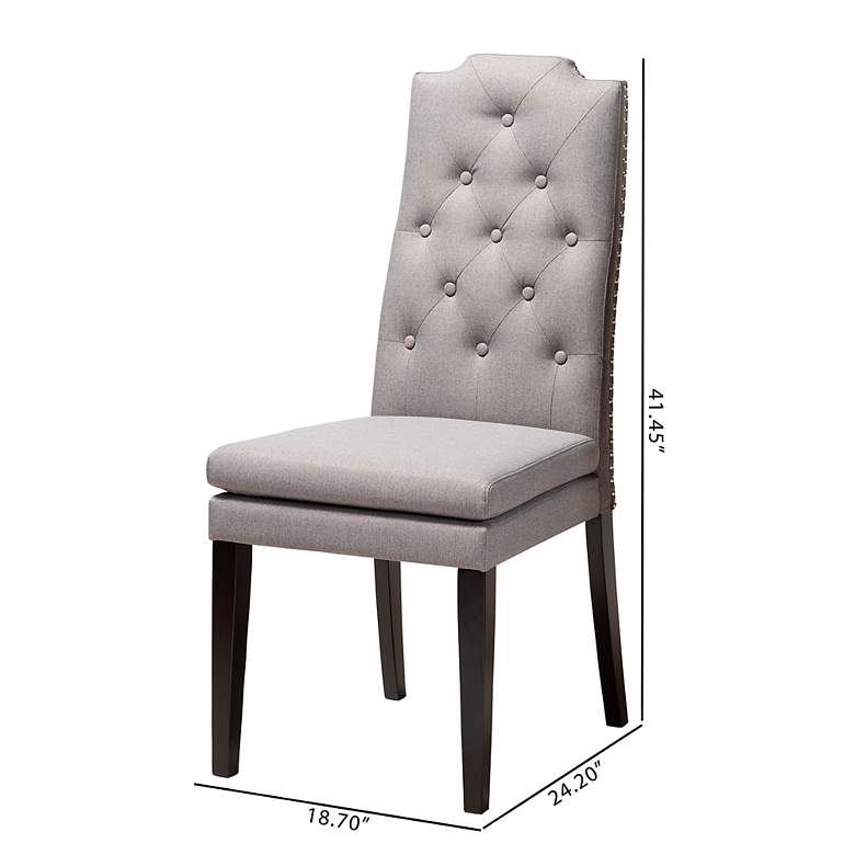Image 3 Baxton Studio Dylin Gray Fabric Upholstered Wood Dining Chair Set more views