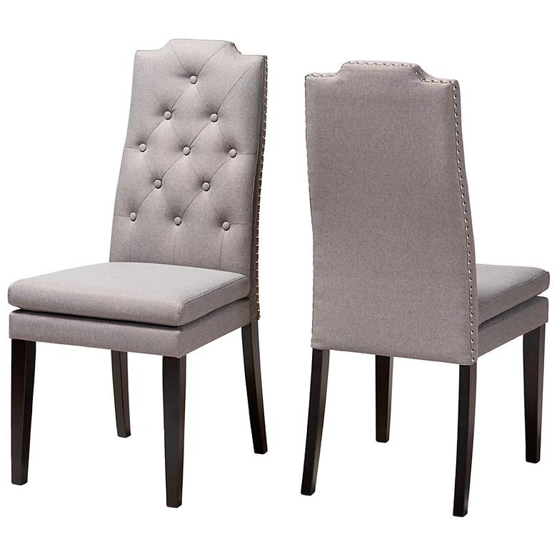 Image 4 Baxton Studio Dylin Gray Fabric Upholstered Wood Dining Chair Set more views