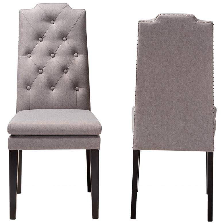 Image 5 Baxton Studio Dylin Gray Fabric Upholstered Wood Dining Chair Set more views