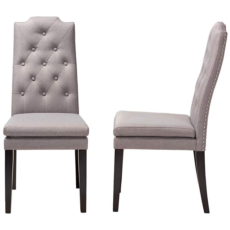 Image 7 Baxton Studio Dylin Gray Fabric Upholstered Wood Dining Chair Set more views