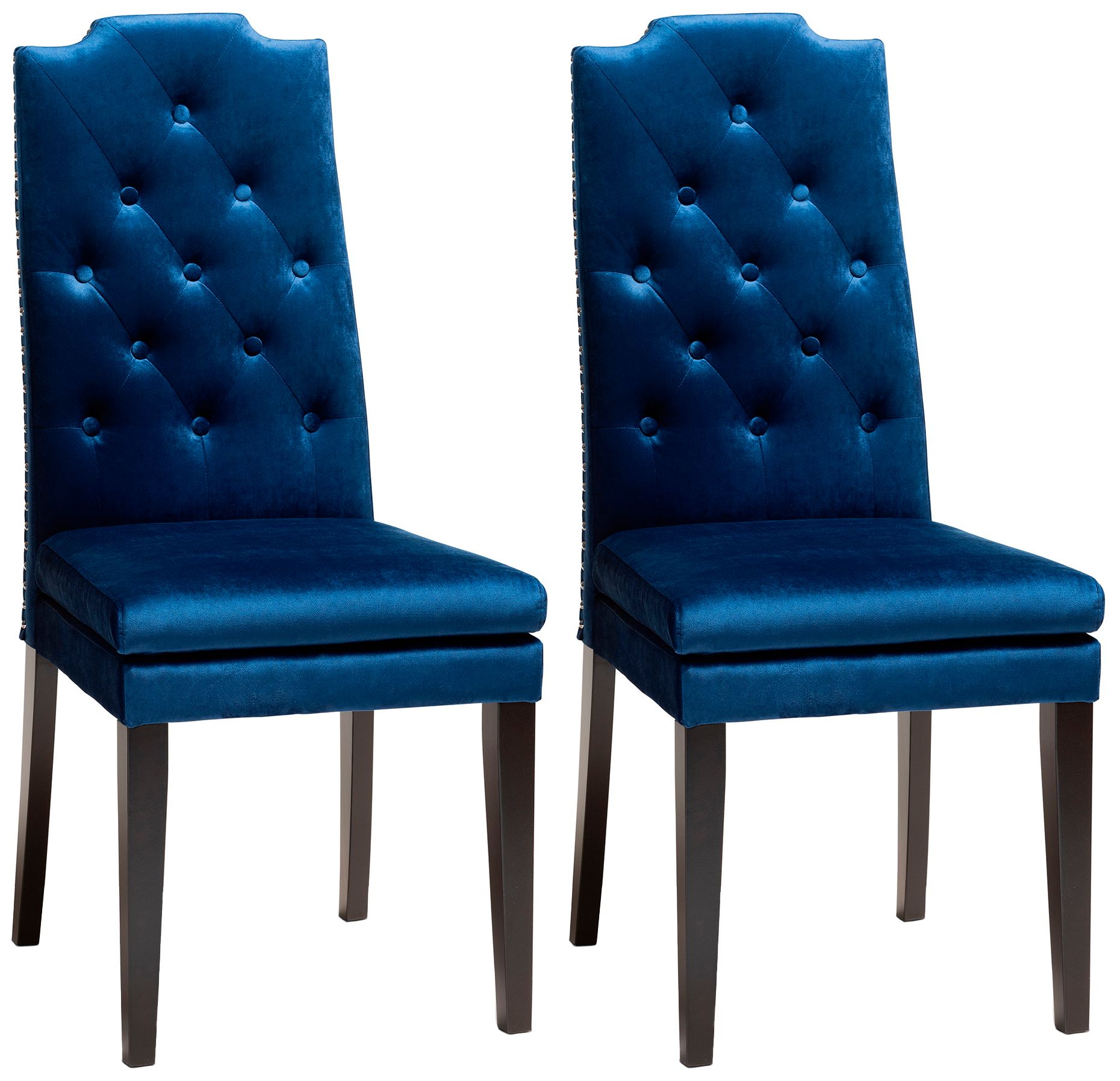 Image 2 Baxton Studio Dylin Royal Blue Velvet Fabric Upholstered Dining Chair Set