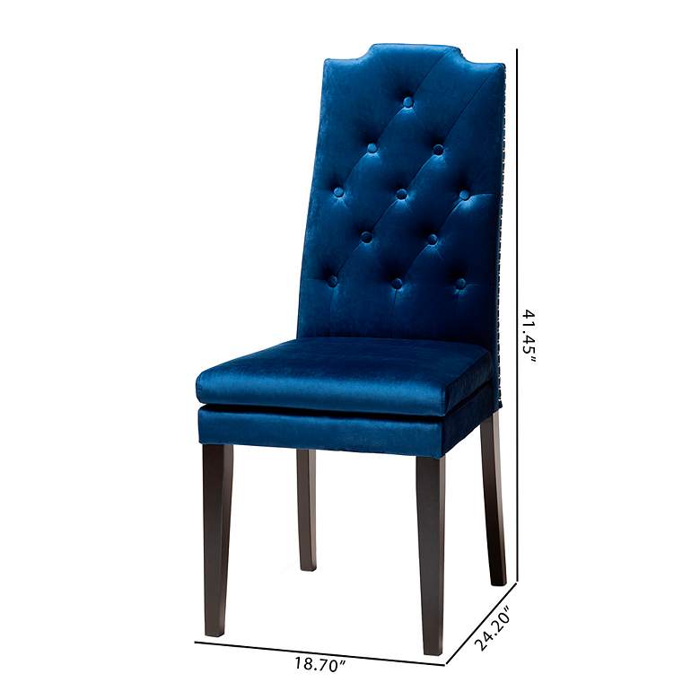 Image 3 Baxton Studio Dylin Royal Blue Velvet Fabric Upholstered Dining Chair Set more views