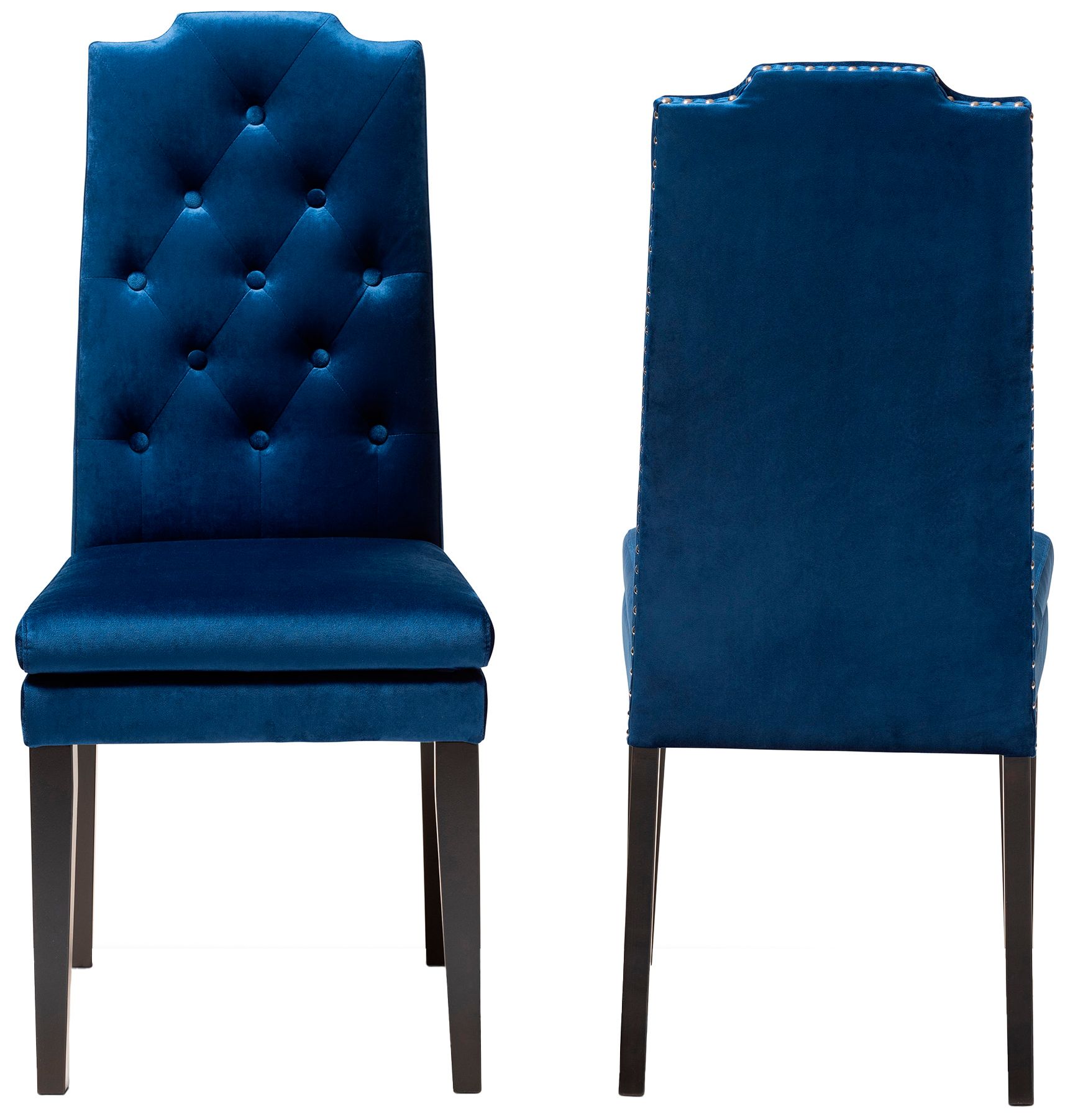 Image 4 Baxton Studio Dylin Royal Blue Velvet Fabric Upholstered Dining Chair Set more views