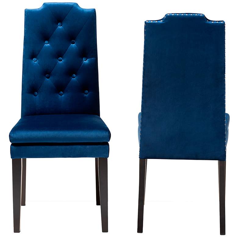 Image 5 Baxton Studio Dylin Royal Blue Velvet Fabric Upholstered Dining Chair Set more views