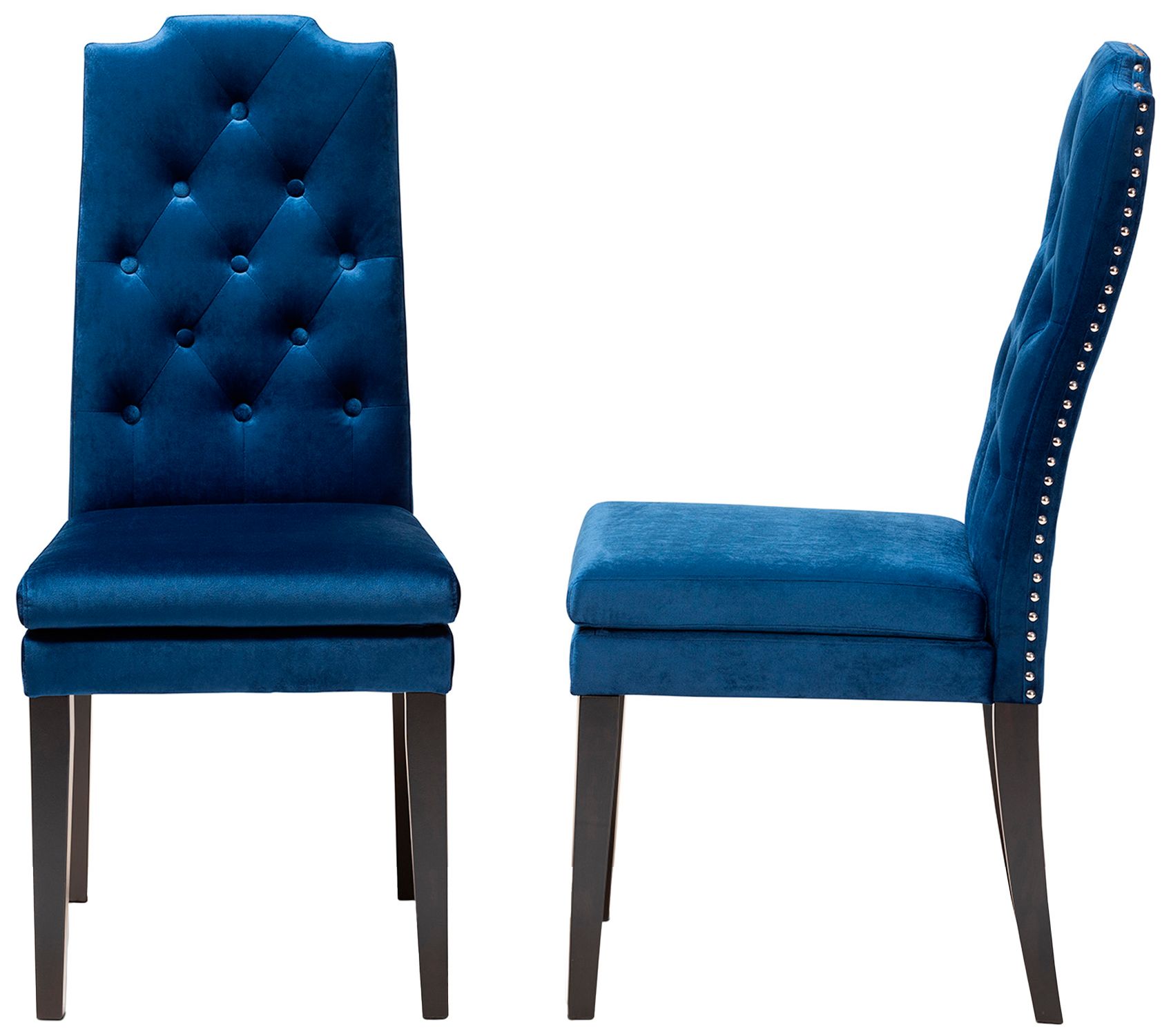 Image 6 Baxton Studio Dylin Royal Blue Velvet Fabric Upholstered Dining Chair Set more views