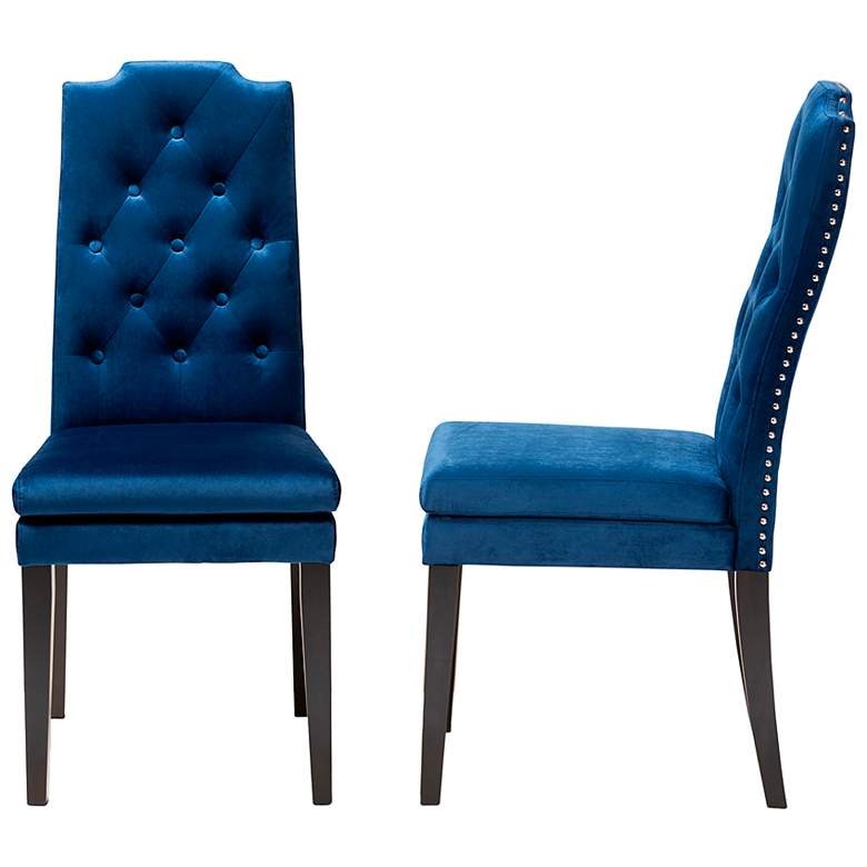Image 7 Baxton Studio Dylin Royal Blue Velvet Fabric Upholstered Dining Chair Set more views