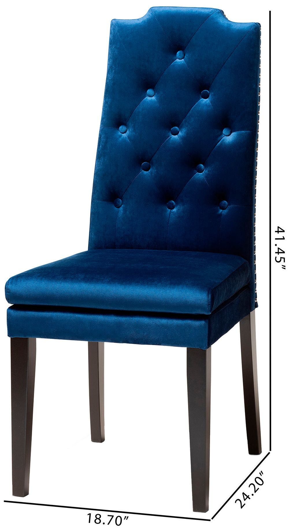 Baxton Studio Dylin Royal Blue Velvet Fabric Upholstered Dining Chair Set