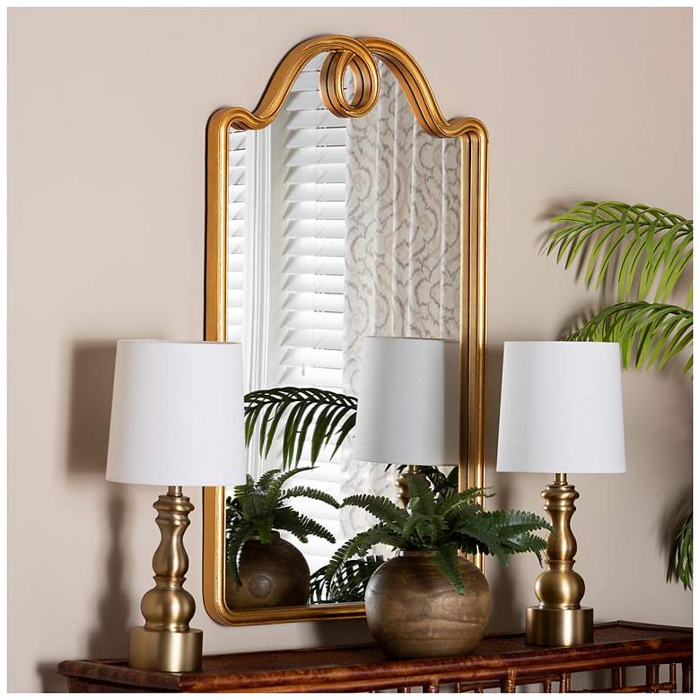 Image 1 Baxton Studio Eara Gold Wall Mirror with Decorative Top