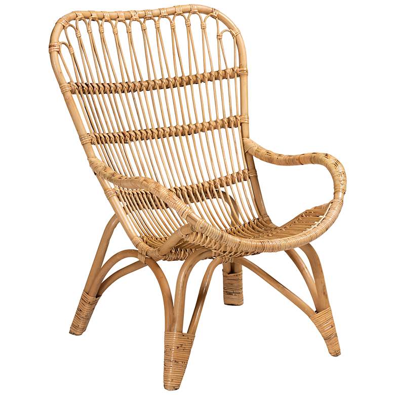Image 2 Baxton Studio Earvin Natural Brown Rattan Accent Armchair