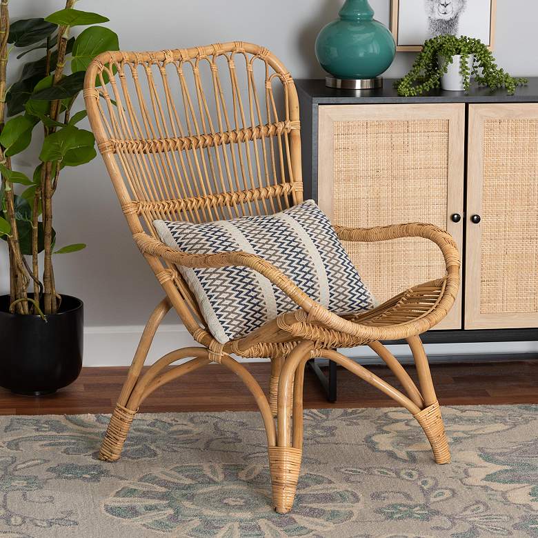 Image 1 Baxton Studio Earvin Natural Brown Rattan Accent Armchair