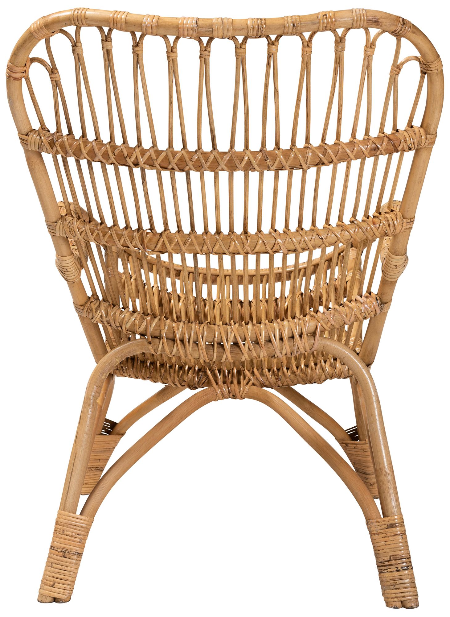 Baxton Studio Earvin Natural Brown Rattan Accent Armchair