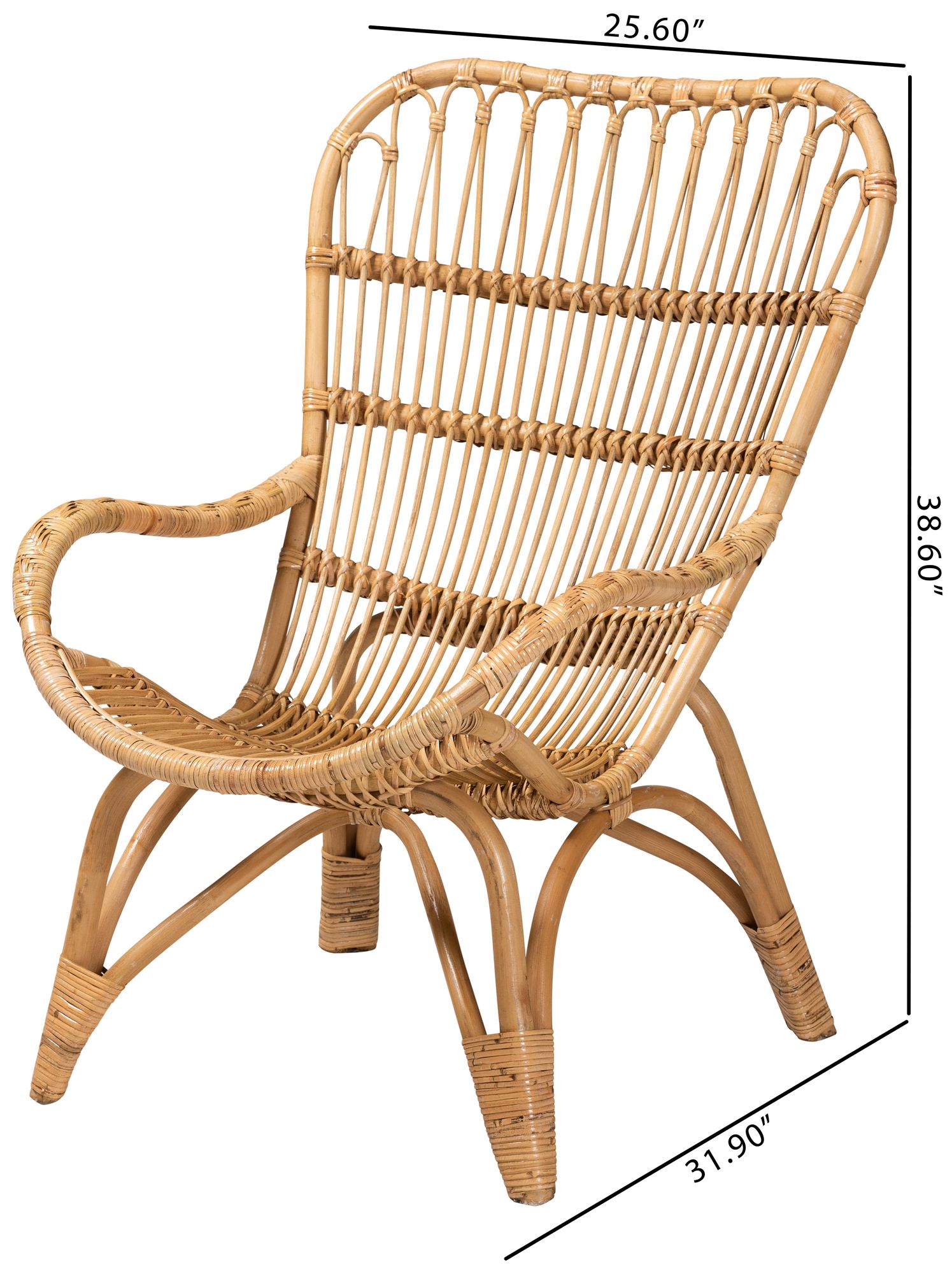 Baxton Studio Earvin Natural Brown Rattan Accent Armchair