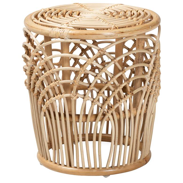 Image 2 Baxton Studio Edena Modern Bohemian Natural Brown Finished Rattan End Table